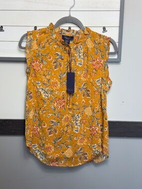 RACHEL RACHEL ROY ruffle key hole neck sleeveless floral texture size XS